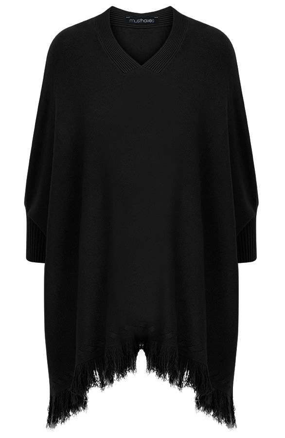 Poncho Sweater Zwart – shoparchief