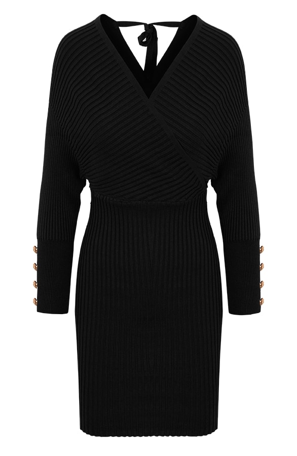 Stretch Jurk Met Knopen Zwart – shoparchief, foto 7