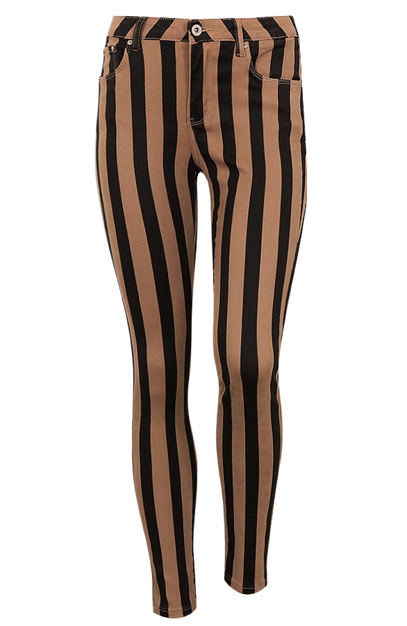 Gestreifte Hose Schwarz Camel, Shoparchiv