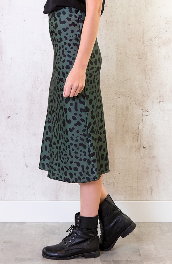 Cheetah Rok Zijde Groen – shoparchief, foto 3