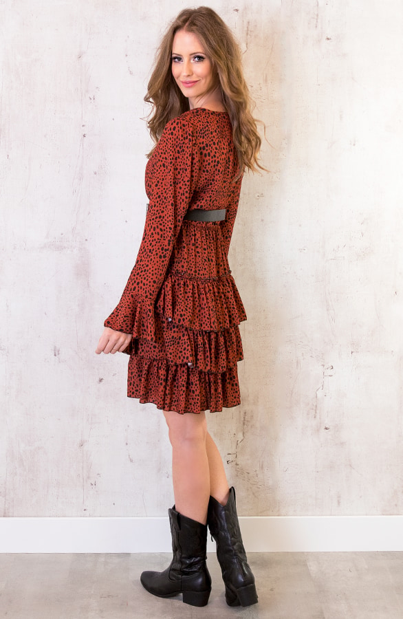 Cheetah Laagjes Jurk Terracotta – shoparchief, foto 7