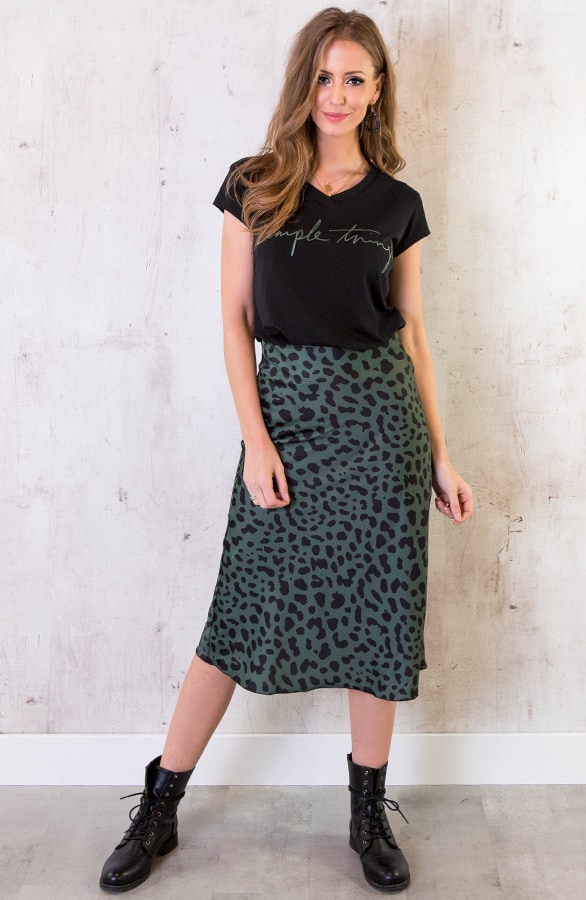 Cheetah Rok Zijde Groen – shoparchief, foto 5