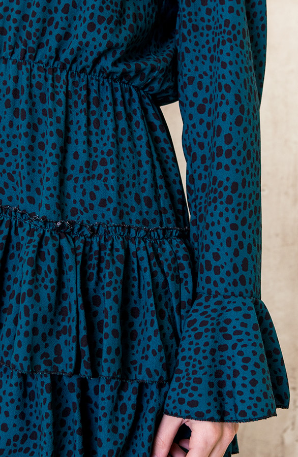 Cheetah Laagjes Jurk Petrol – shoparchief, foto 6