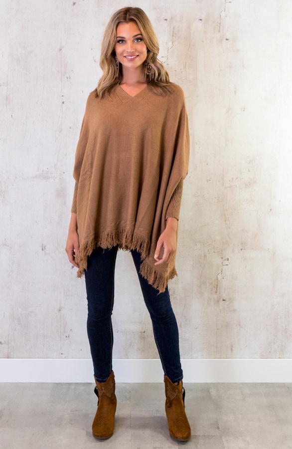 Poncho Sweater Camel – shoparchief, foto 4