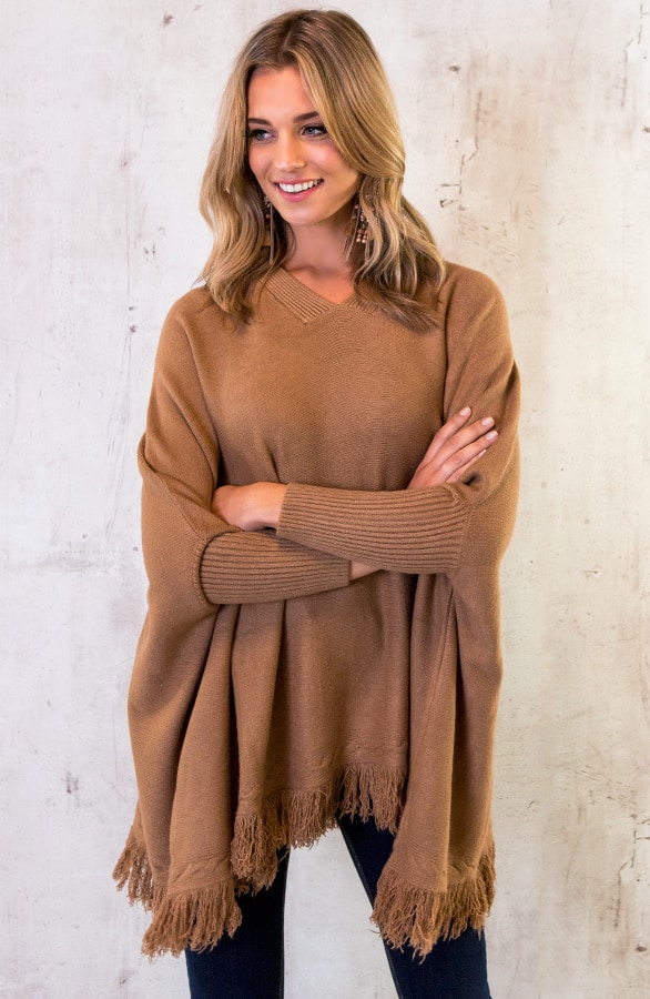 Poncho Sweater Camel – shoparchief, foto 5