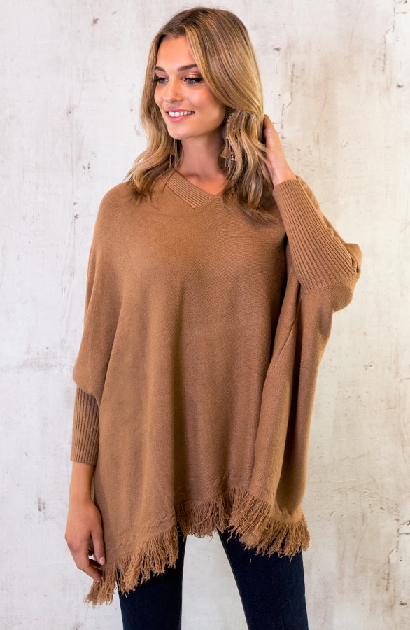 Poncho Sweater Camel – shoparchief, foto 2