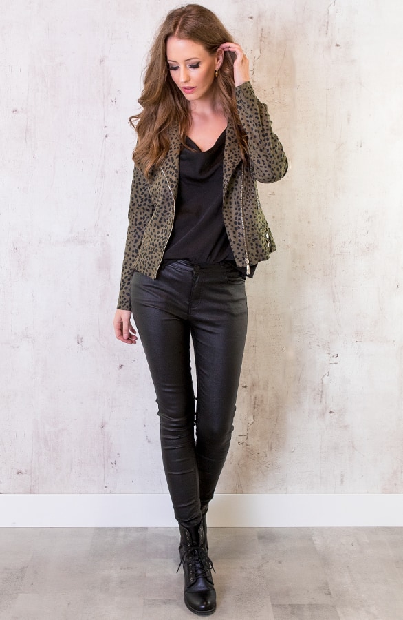 Suede Biker Jacket Cheetah Army – shoparchief, foto 5