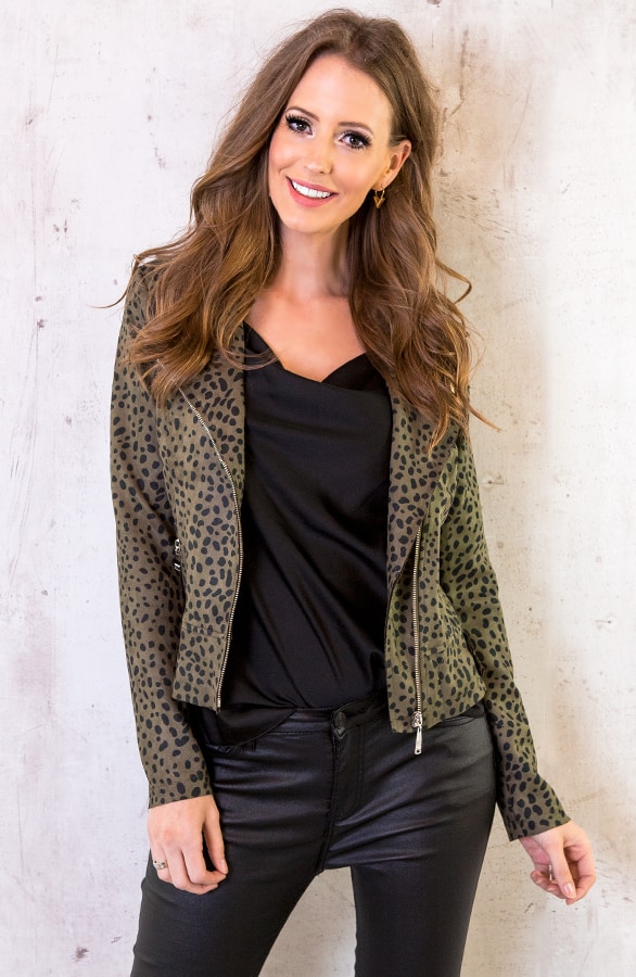 Suede Biker Jacket Cheetah Army – shoparchief, foto 7