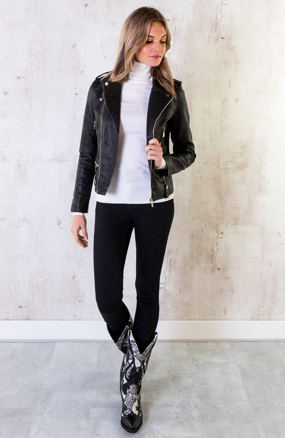 Leren Biker Jacket Zwart – shoparchief, foto 5