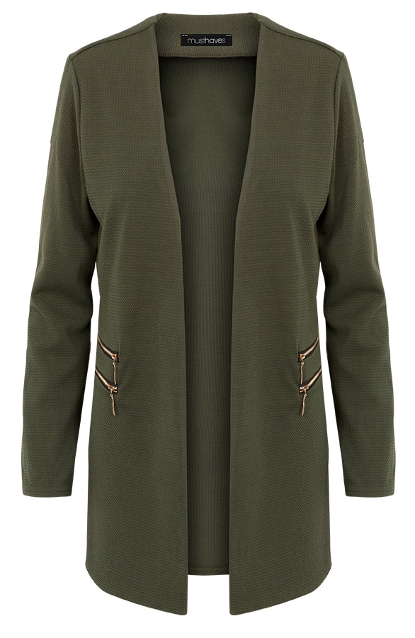 Blazer Met Rits Legergroen – shoparchief