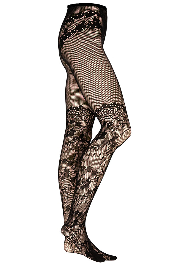 Bloemen Panty Zwart – shoparchief