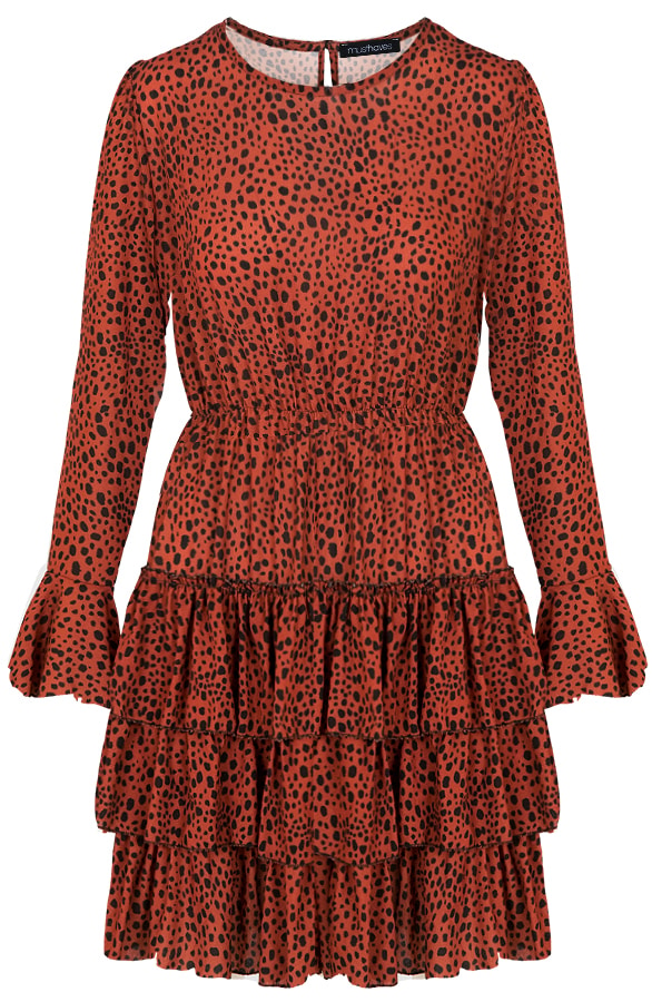 Cheetah Laagjes Jurk Terracotta – shoparchief