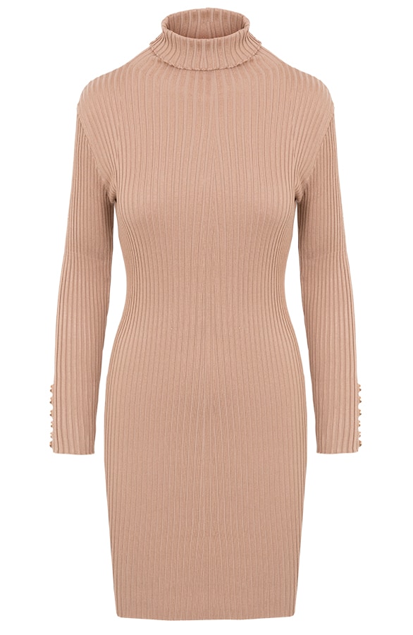 Col Jurk Met Knopen Taupe – shoparchief