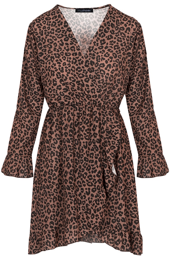Jurk Met Overslag Panter Cognac – shoparchief