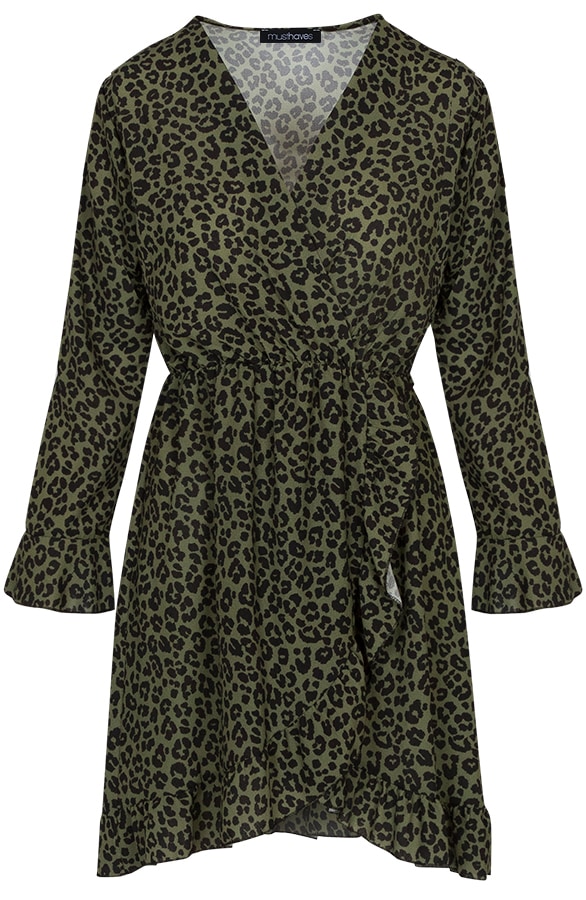 Jurk Met Overslag Panter Groen – shoparchief