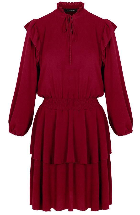 Laagjes Jurk Ruches Bordeaux – shoparchief