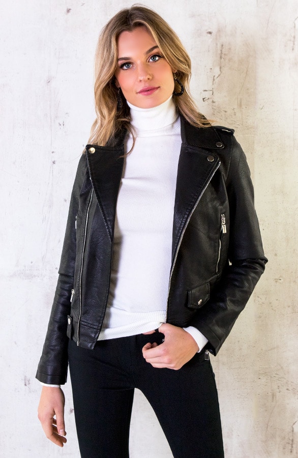 Leren Biker Jacket Zwart – shoparchief, foto 2