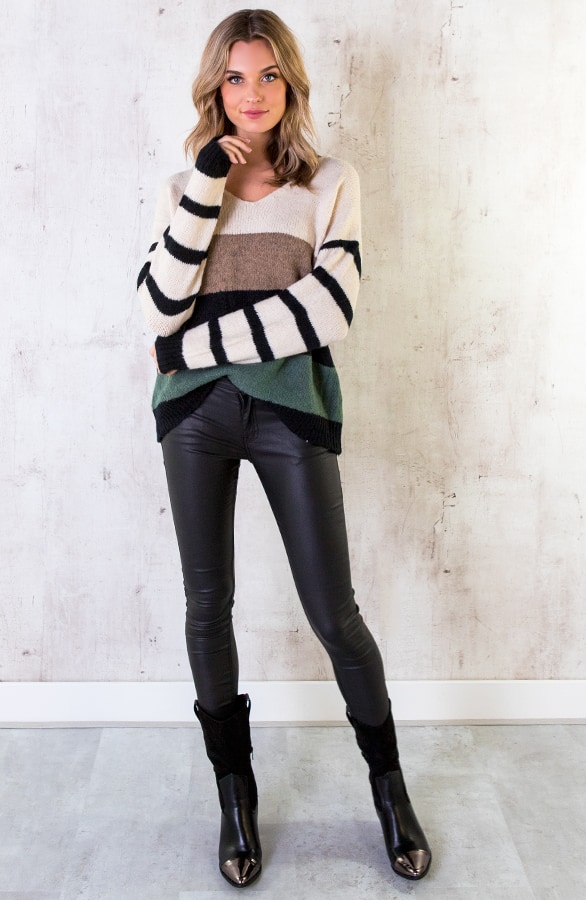 Strepen Trui Oversized Creme – shoparchief, foto 5