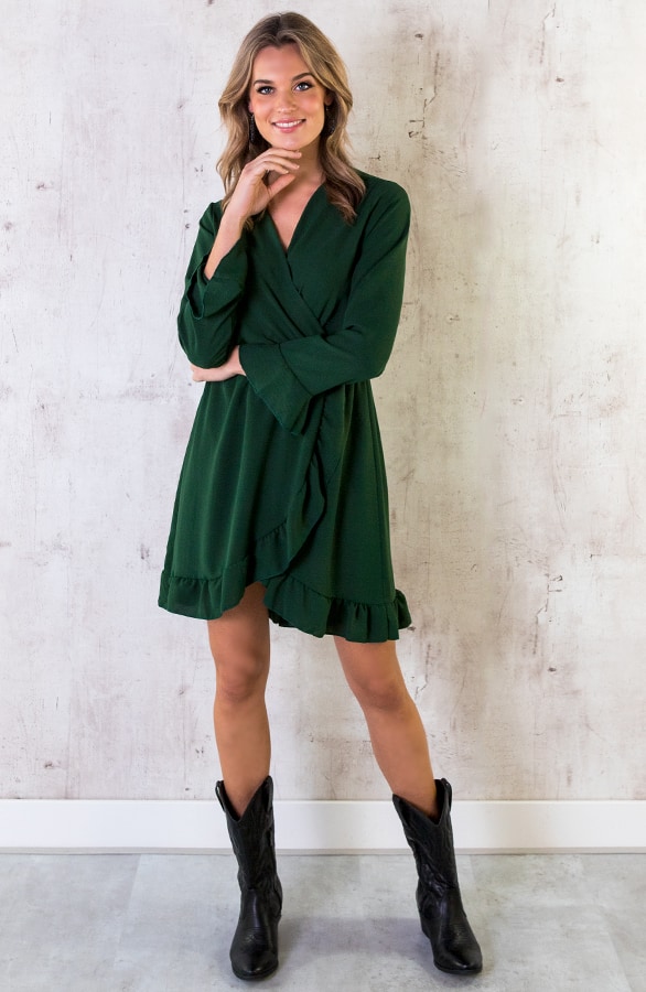 Jurk Met Overslag Smaragdgroen – shoparchief, foto 2