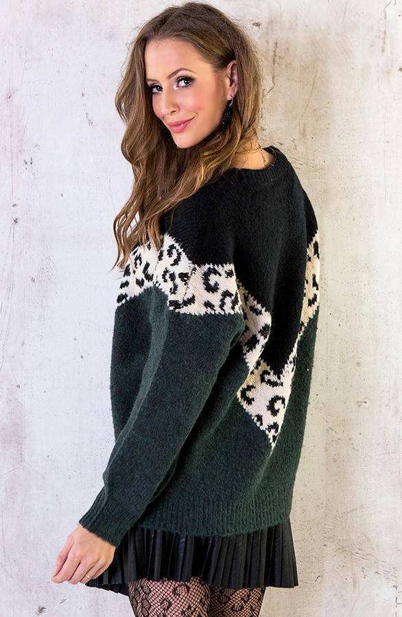 Oversized Trui Panter Groen – shoparchief, foto 4