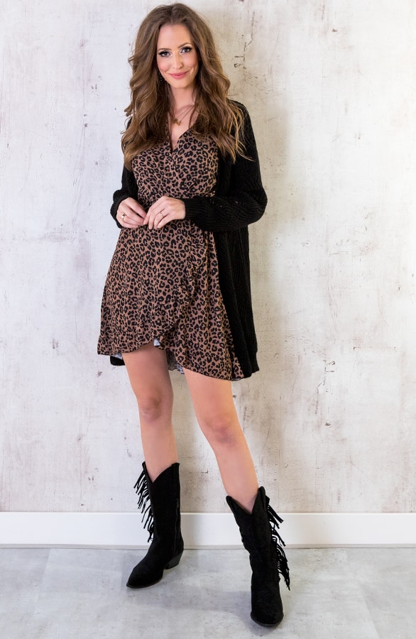 Jurk Met Overslag Panter Cognac – shoparchief, foto 7