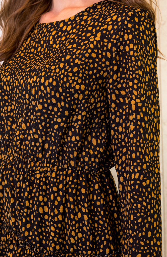 Cheetah Laagjes Jurk Zwart Oker – shoparchief, foto 5