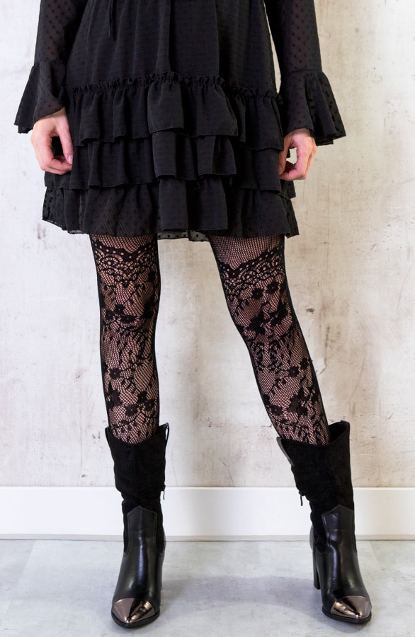 Bloemen Panty Zwart – shoparchief, foto 2