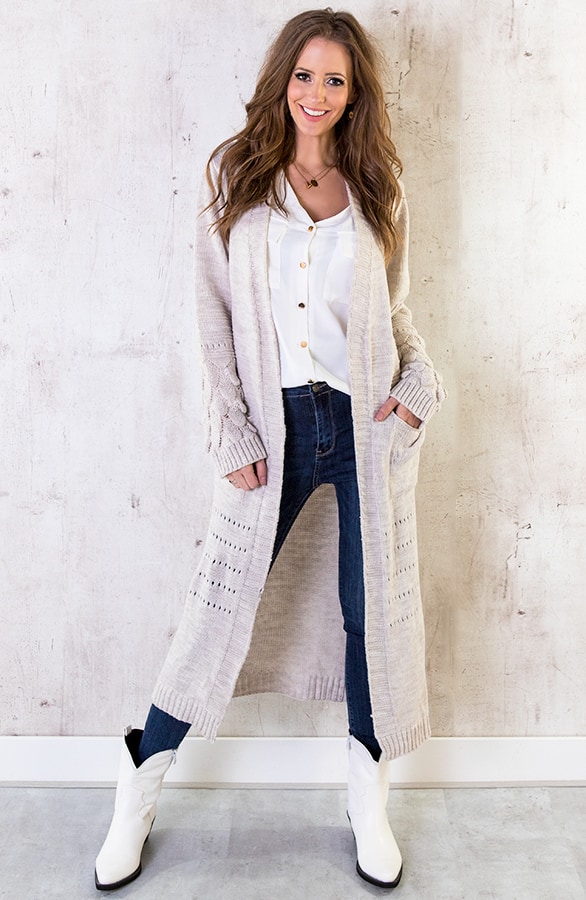 Lang Vest Gebreid Creme – shoparchief, foto 3