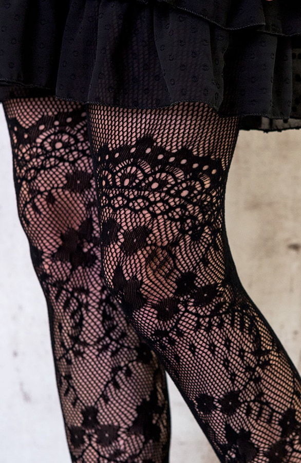 Bloemen Panty Zwart – shoparchief, foto 3