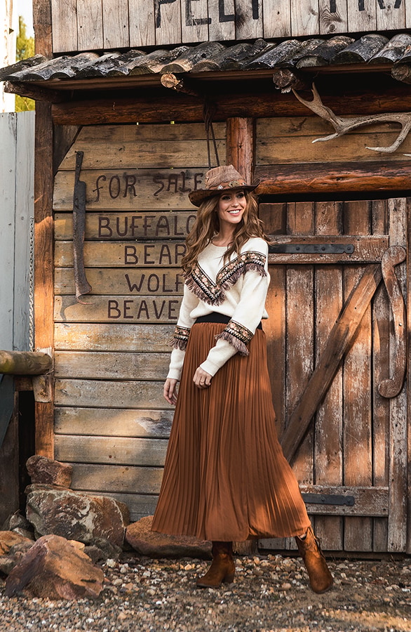 Plooirok Dames Cognac – shoparchief, foto 7