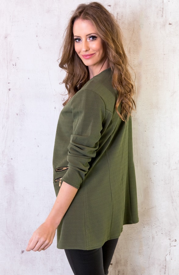 Blazer Met Rits Legergroen – shoparchief, foto 3