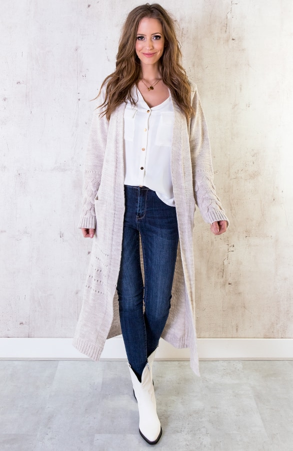 Lang Vest Gebreid Creme – shoparchief, foto 5