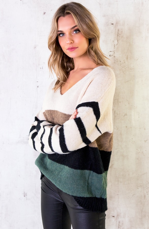 Strepen Trui Oversized Creme – shoparchief, foto 3