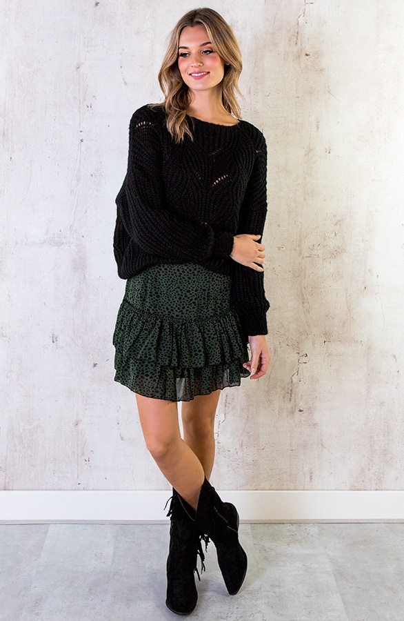 Limited Cheetah Laagjes Rok Legergroen – shoparchief, foto 4