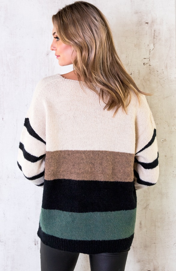 Strepen Trui Oversized Creme – shoparchief, foto 4