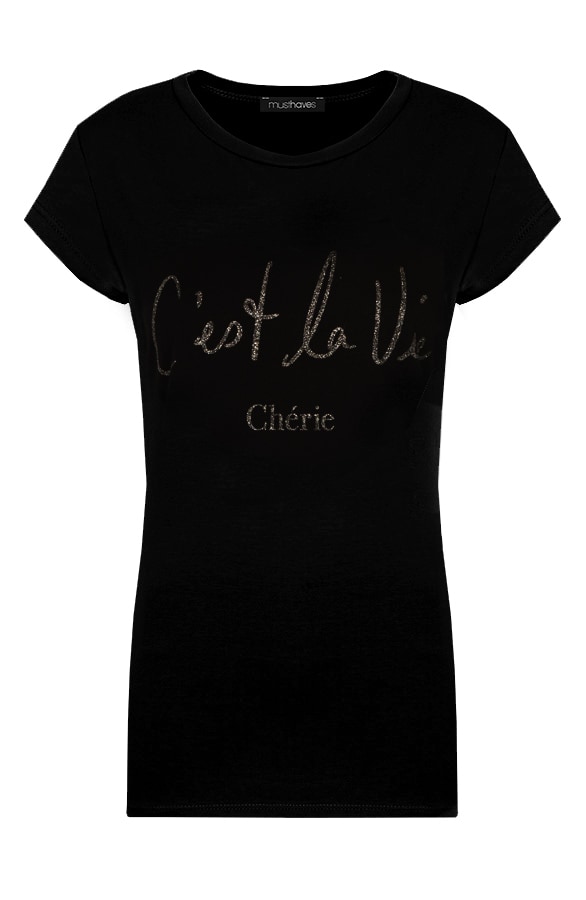 C'est La Vie It shirt Zwart Zilver – shoparchief