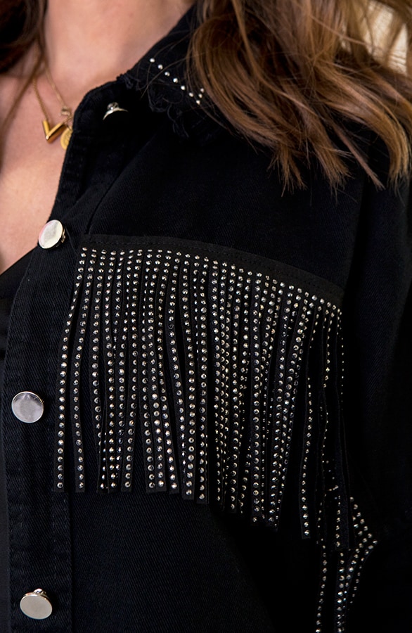 Fringe Jacket Oversized Zwart – shoparchief, foto 2
