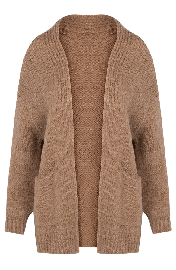 Gebreid Oversized Vest Camel – shoparchief