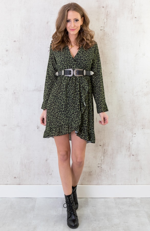 Jurk Met Overslag Panter Groen – shoparchief, foto 4