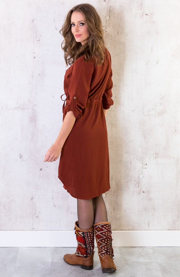 Knopen Jurk Terracotta – shoparchief, foto 4