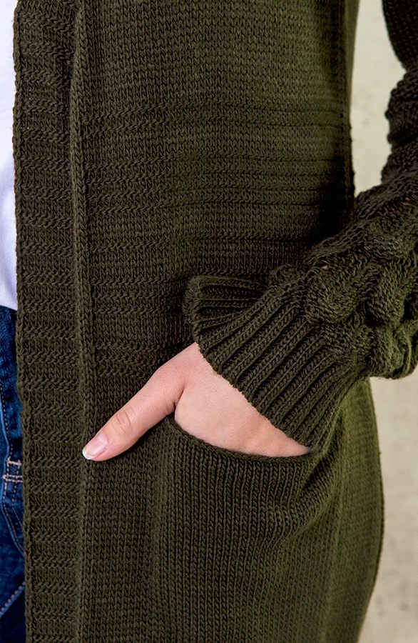 Lang Vest Gebreid Legergroen – shoparchief, foto 4
