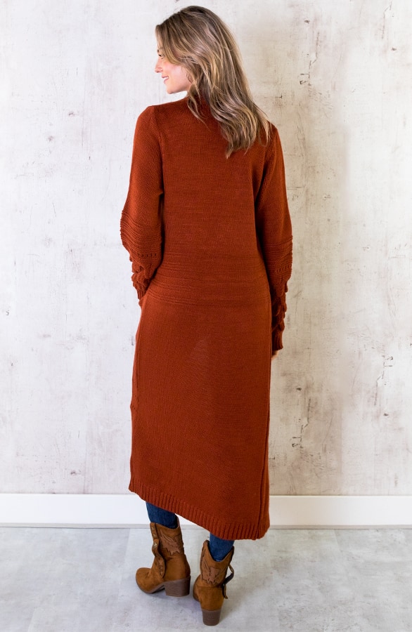 Lang Vest Gebreid Terracotta – shoparchief, foto 3