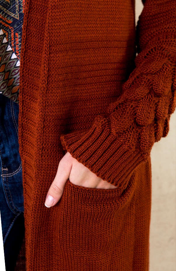 Lang Vest Gebreid Terracotta – shoparchief, foto 4