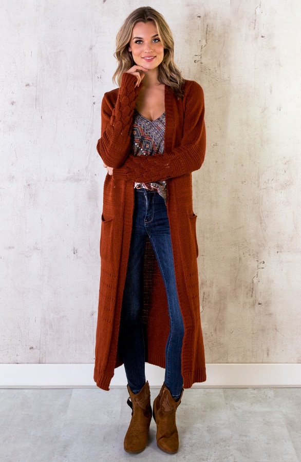 Lang Vest Gebreid Terracotta – shoparchief, foto 5