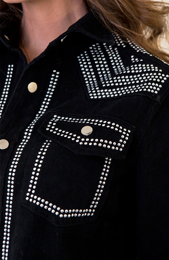 Limited Studs Blouse Black – shoparchief, foto 4