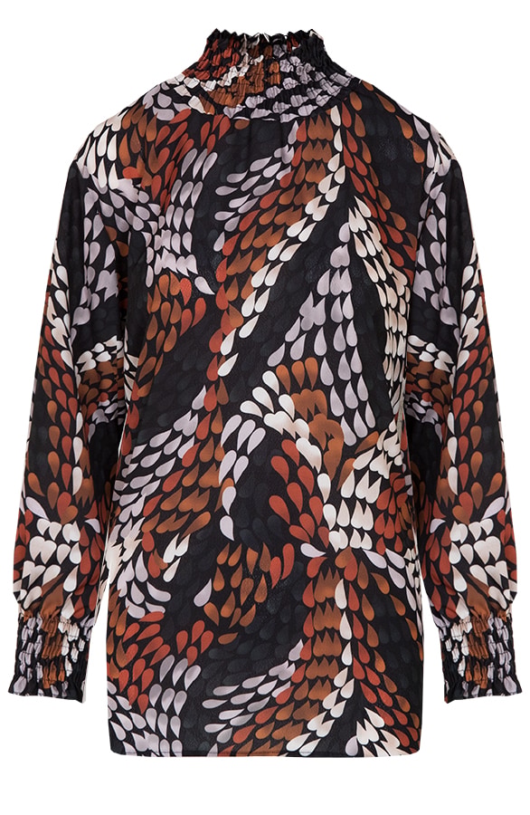 Oversized Col Blouse Print Cognac – shoparchief