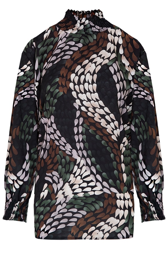 Oversized Col Blouse Print Groen – shoparchief