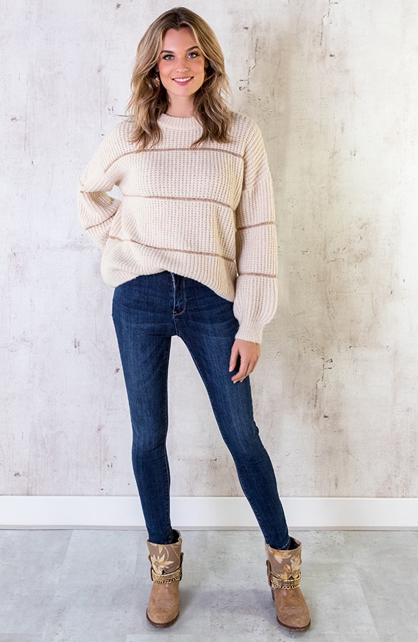 Oversized Glitter Trui Beige – shoparchief, foto 3