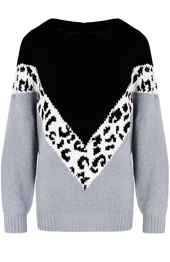 Oversized Trui Panter Grijs – shoparchief