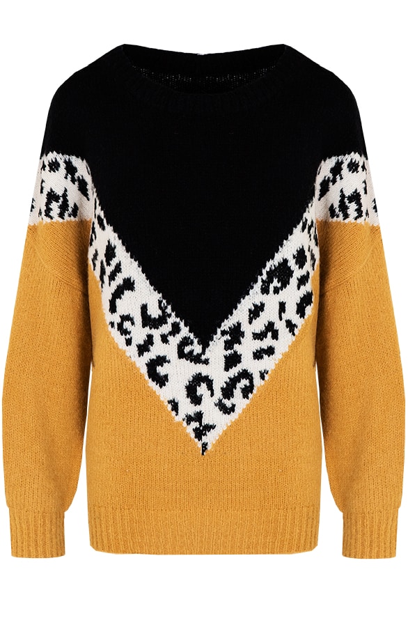 Oversized Trui Panter Okergeel – shoparchief